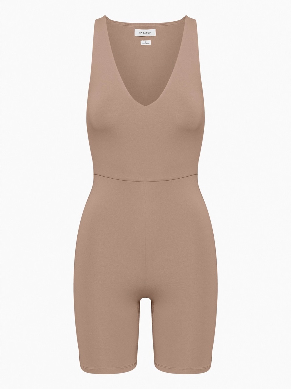 Aritzia Babaton Contour V-Neck Taupe Romper